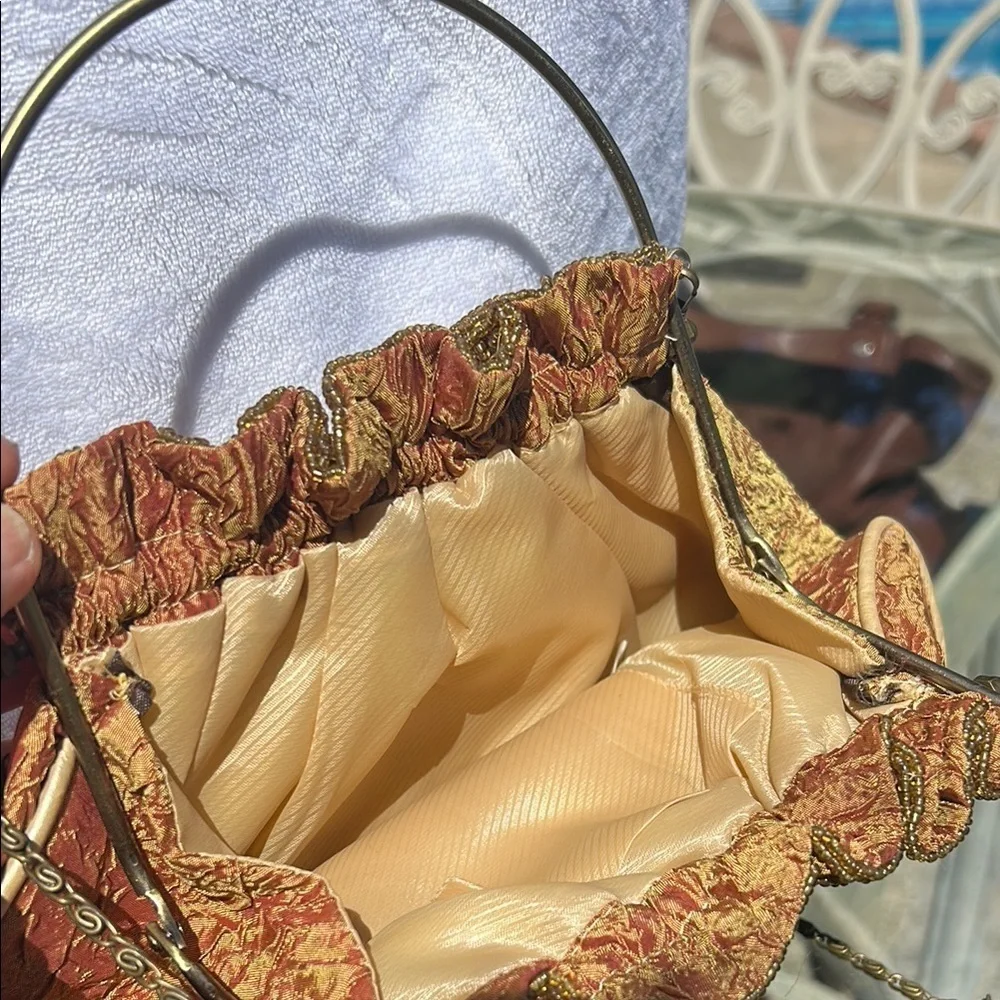 Vintage Inspired Beaded Gold and Blue Clutch/ Shoulder/ / Crossbody